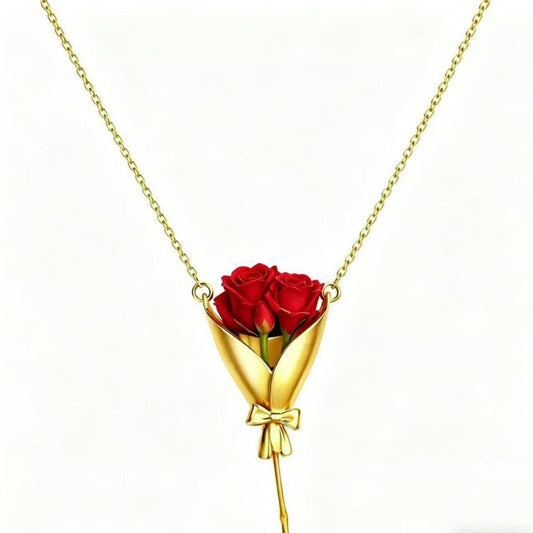 Flower Bouquet Pendant Necklace Gift