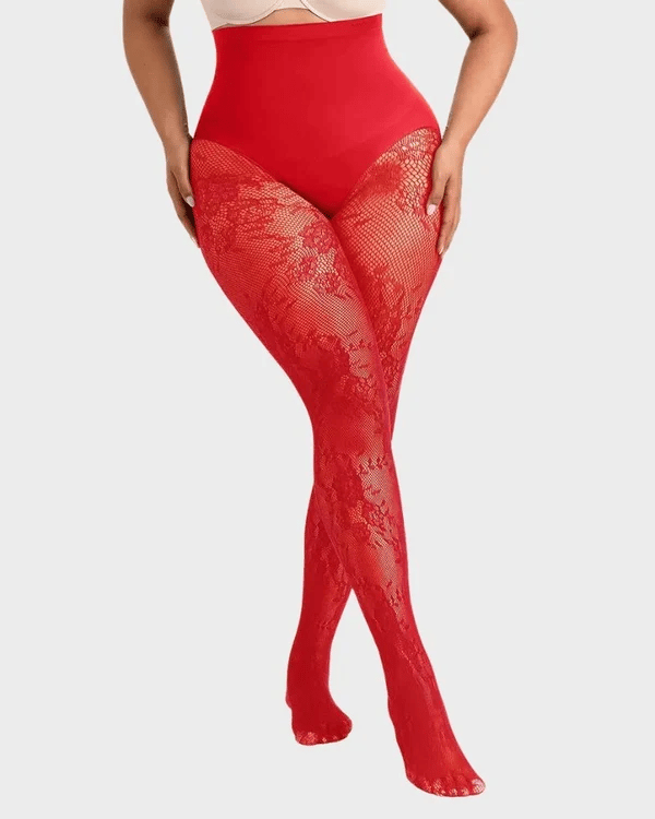🔥Last Day 50% OFF - High-Waisted Floral Lace Shaping Tights