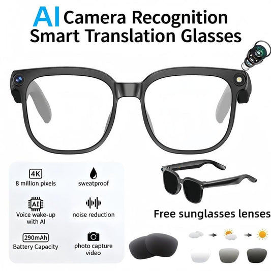 🔥LAST DAY SALE 49% OFF-✨👓Smart AI Translation Camera Bluetooth Glasses—8 MP Pixels. 160+ Languages. Real-Time Translation