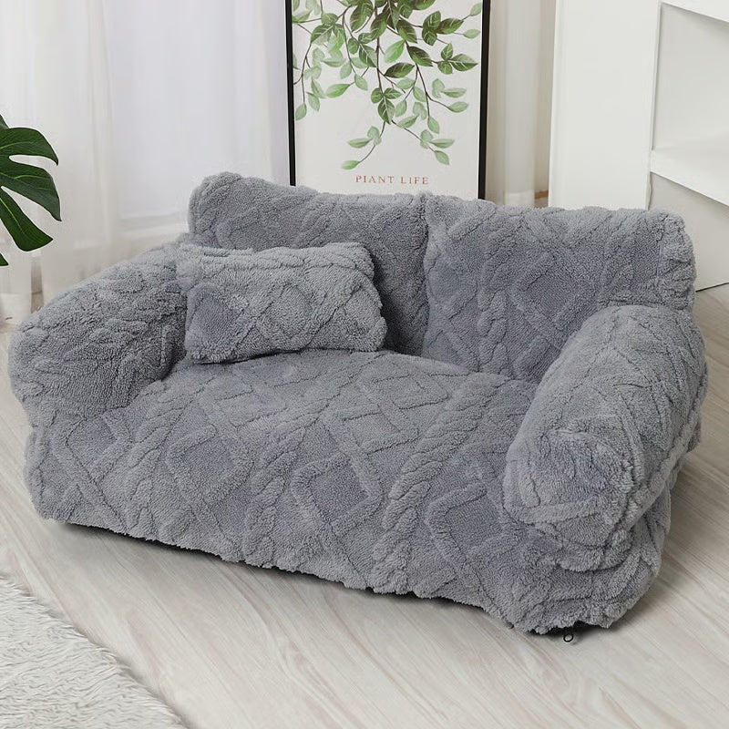 💎 Plush Calming Pet Sofa Bed – Raised Rim, Removable Cover & Non-Slip Bottom for Cats & Dogs 🛋️🐾