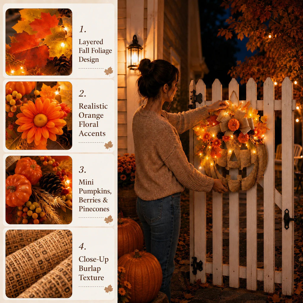 Wooden Pumpkin Halloween Door Sign/Hanging Decoration