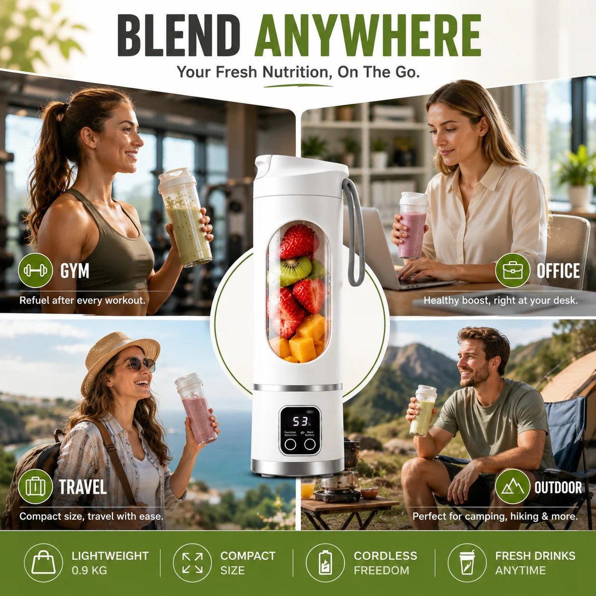 🔥LAST DAY SALE 49% OFF-🧊Portable USB Blender with LED Display - Perfect for Smoothies & Juices🥤