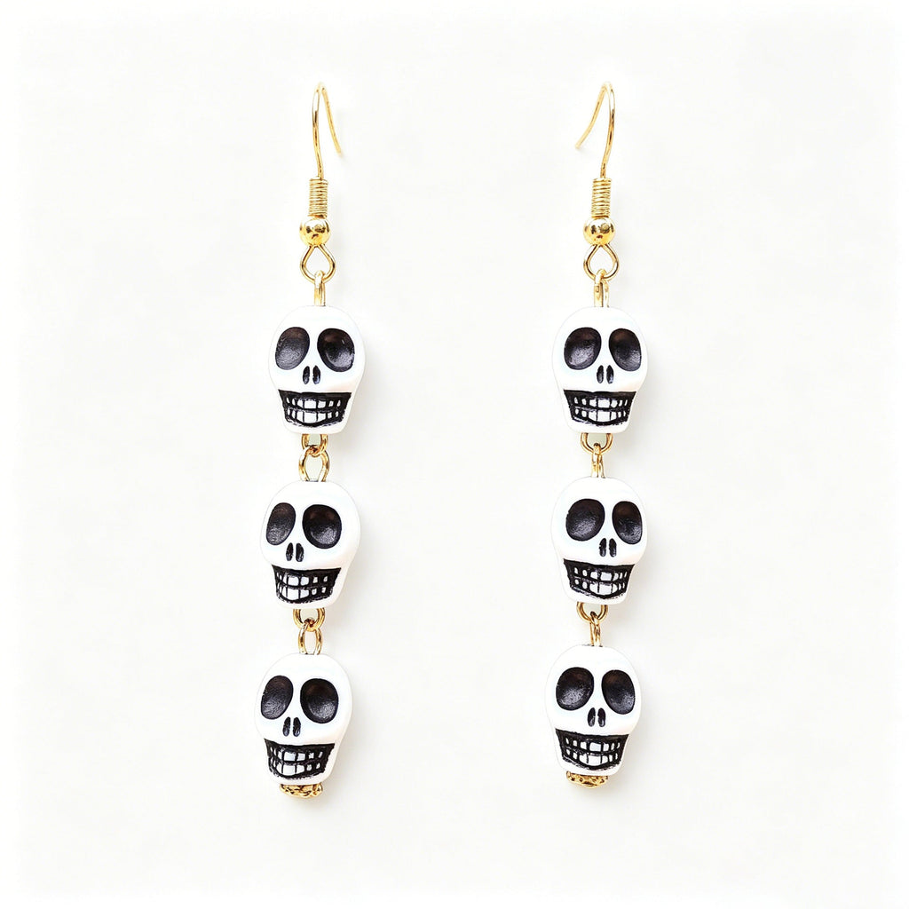 Colorful Skull Halloween Dangle Earrings