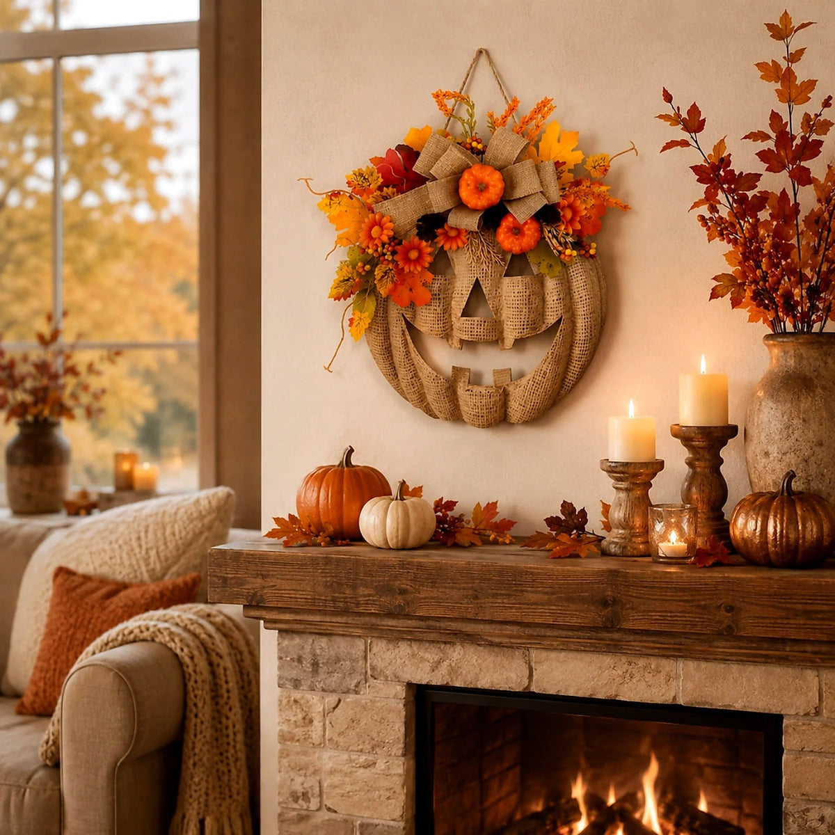 Wooden Pumpkin Halloween Door Sign/Hanging Decoration