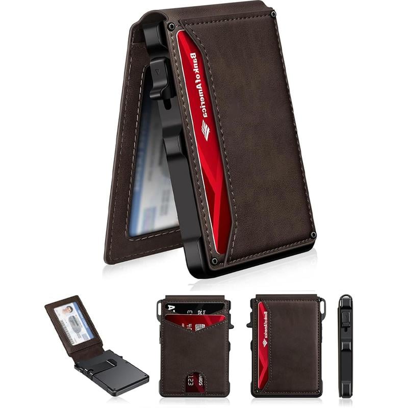 🔥 Last Day 49% OFF -🔥 Slim Wallet for Men with Pop-Up Aluminum Case. RFID Blocking & Money Clip | Minimalist Leather Bifold Card Holder