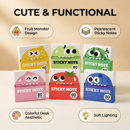 🔥 Buy 1 Get 1 Free ✨ Fruit Monster Pop-Up Sticky Notes 🍋🍏