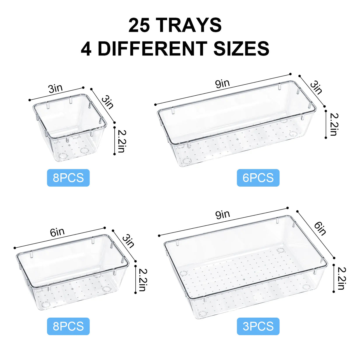 Clear Drawer Organizer Set 25-Piece