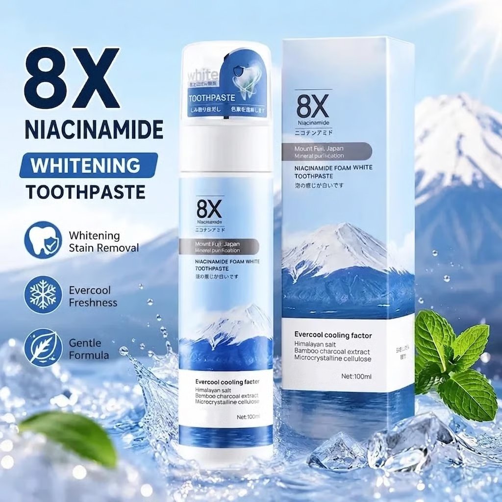 Dr.ville 8X Niacinamide Foaming Whitening Toothpaste 8X - Fresh Breath Stain Removal Gentle Teeth Cleaning 100ml-D