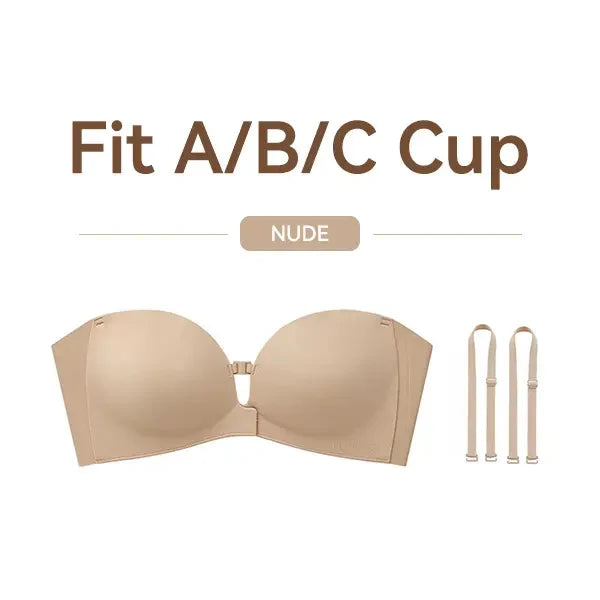 Stay-Up Strapless Front Closure Support Bra – No-Slip Lift & Smooth Side Fit