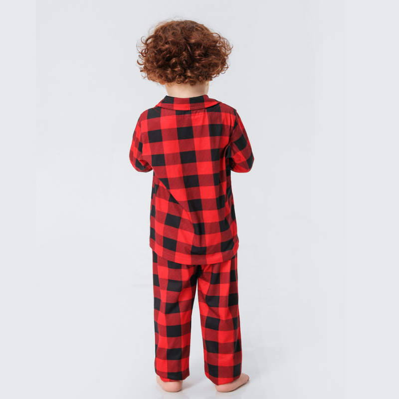 Red Plaid Stand Collar Matching Family Christmas Pajamas
