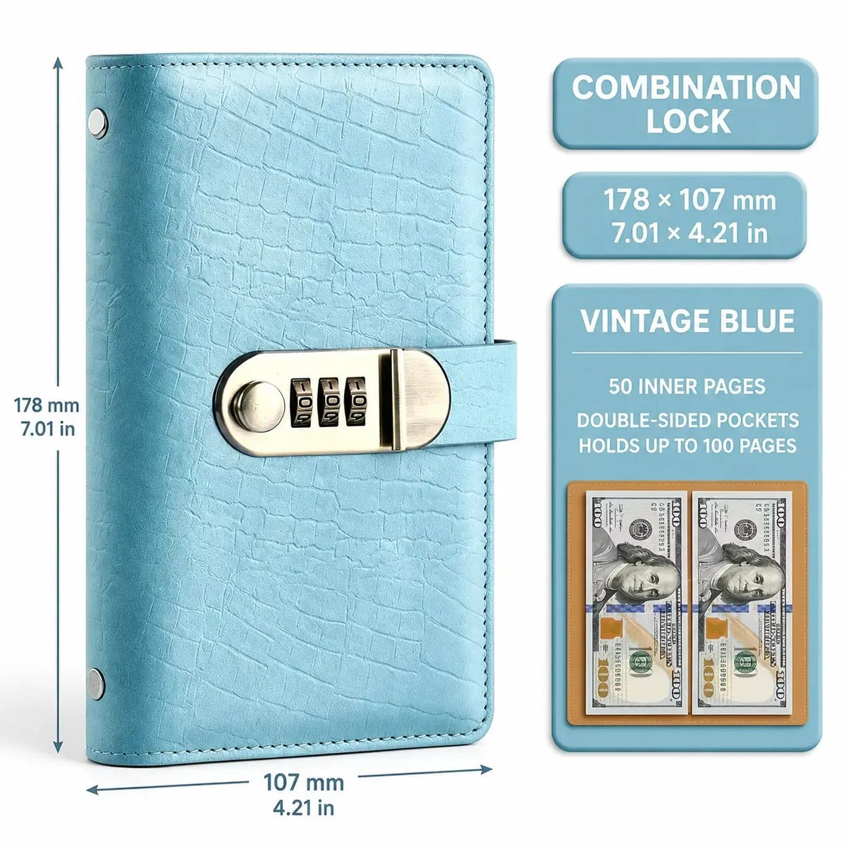 2026 Hot Sale💰🔐 A6 Cash Savings Binder with 3-Digit Lock – Budget. Save & Stay Organized