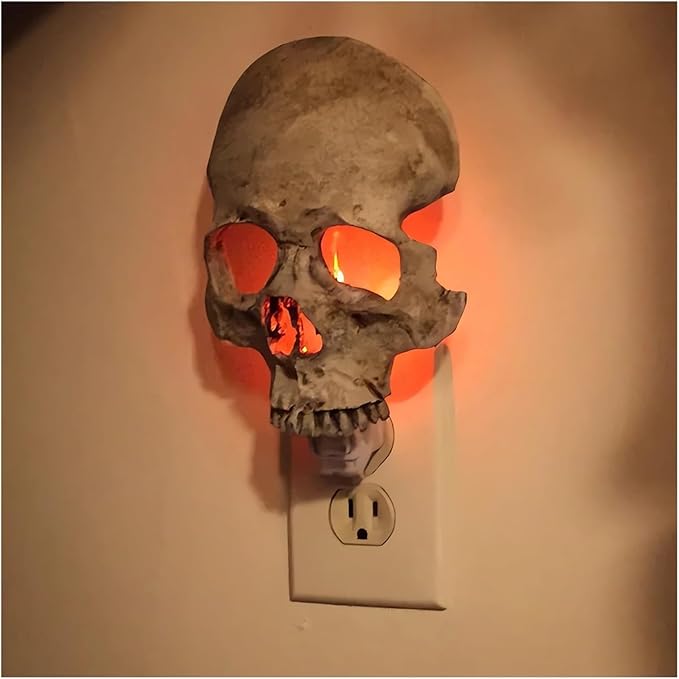 Human skull lamp
