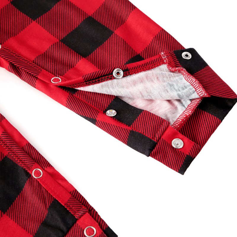 Red Plaid Stand Collar Matching Family Christmas Pajamas