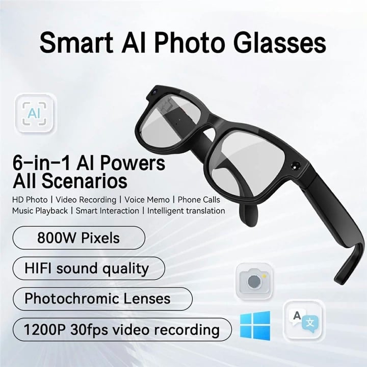 🔥LAST DAY SALE 49% OFF-✨👓Smart AI Translation Camera Bluetooth Glasses—8 MP Pixels. 160+ Languages. Real-Time Translation