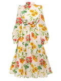 [Pre-Sale] 1930s Flower Long Sleeves Swing Dress