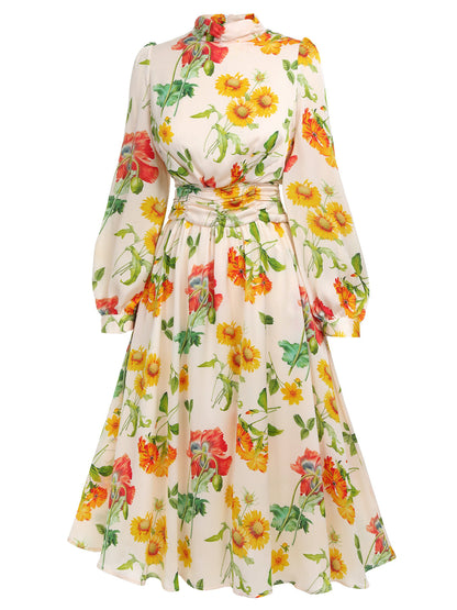 [Pre-Sale] 1930s Flower Long Sleeves Swing Dress