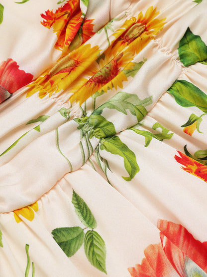 [Pre-Sale] 1930s Flower Long Sleeves Swing Dress