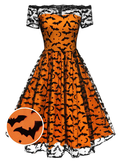 [Pre-Sale] 1950s Halloween Lace Off-shoulder Swing Dress