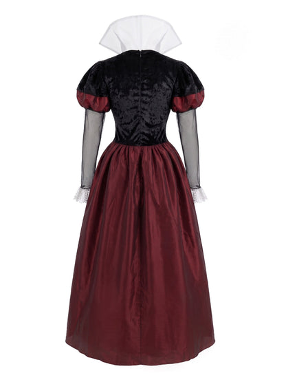 1970s Stand Collar Queen of Hearts Halloween Costume Dress