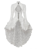 White 1980s Gigot Sleeve Victorian Lace Dress