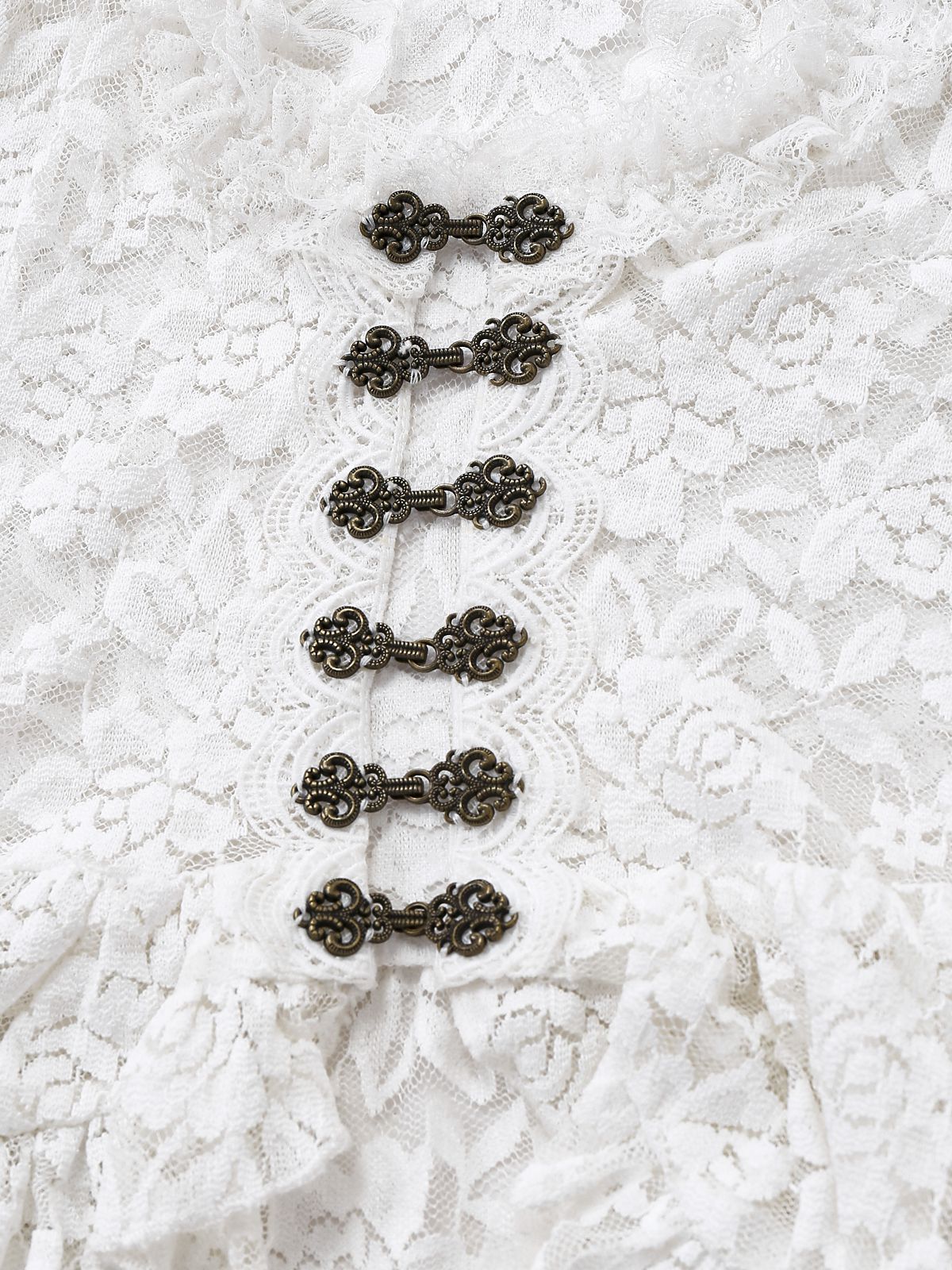 White 1980s Gigot Sleeve Victorian Lace Dress