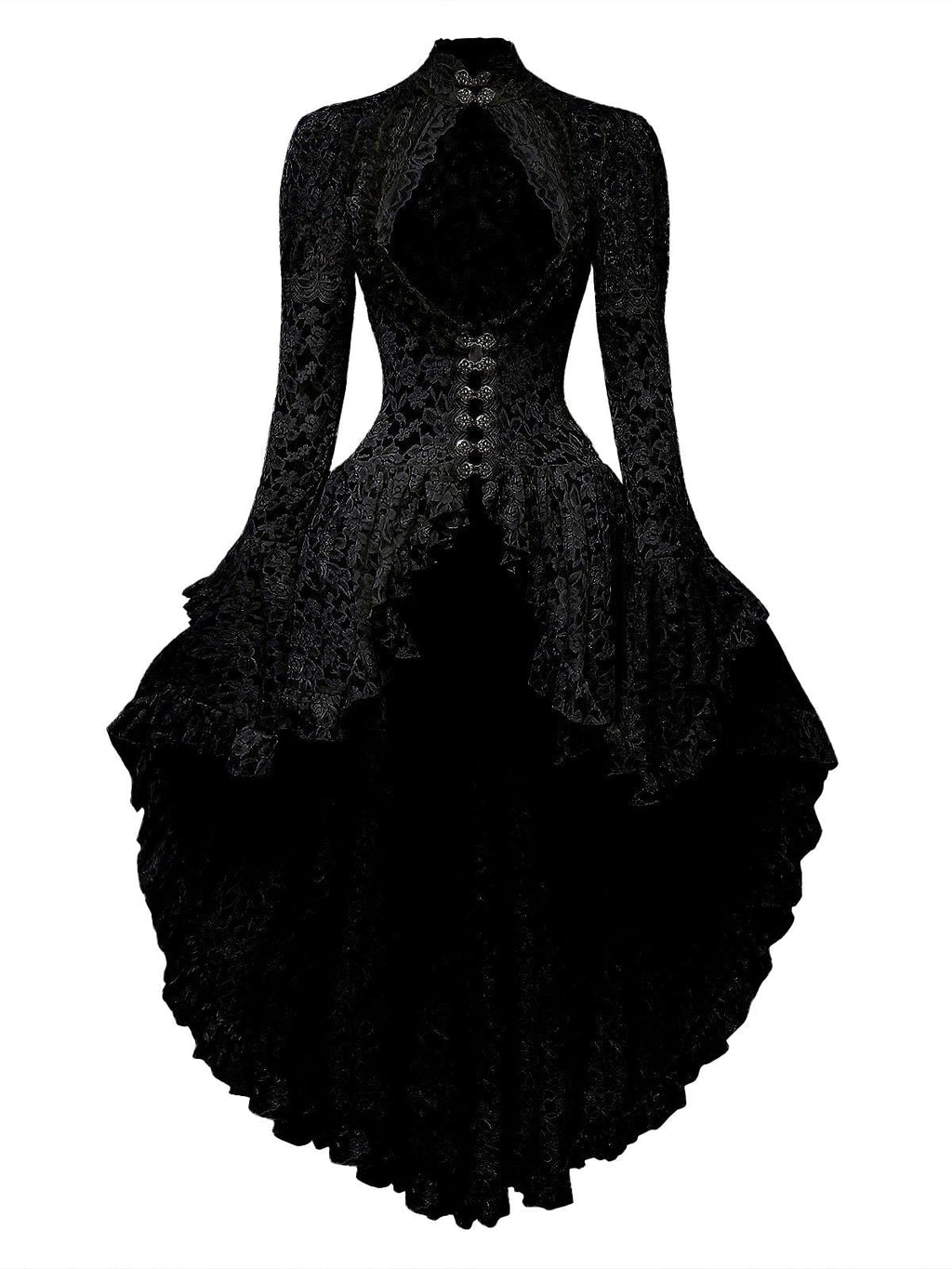 White 1980s Gigot Sleeve Victorian Lace Dress