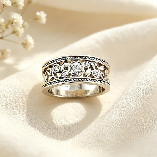 Openwork Floral CZ Ring