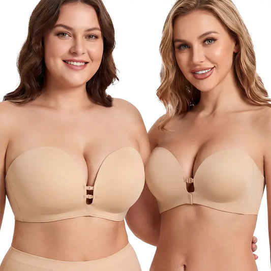 Stay-Up Strapless Front Closure Support Bra – No-Slip Lift & Smooth Side Fit