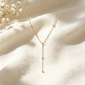 Lariat CZ Station Necklace
