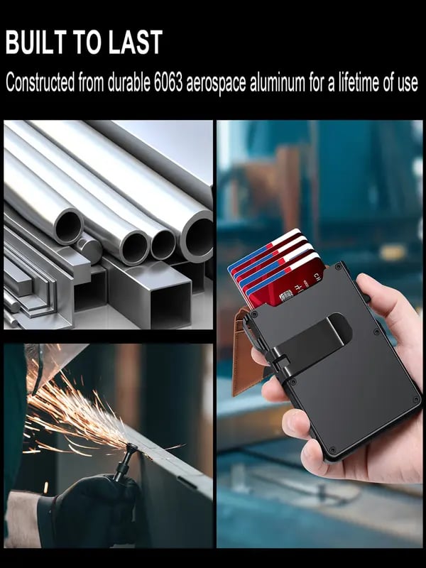 🔥 Last Day 49% OFF -🔥 Slim Wallet for Men with Pop-Up Aluminum Case. RFID Blocking & Money Clip | Minimalist Leather Bifold Card Holder