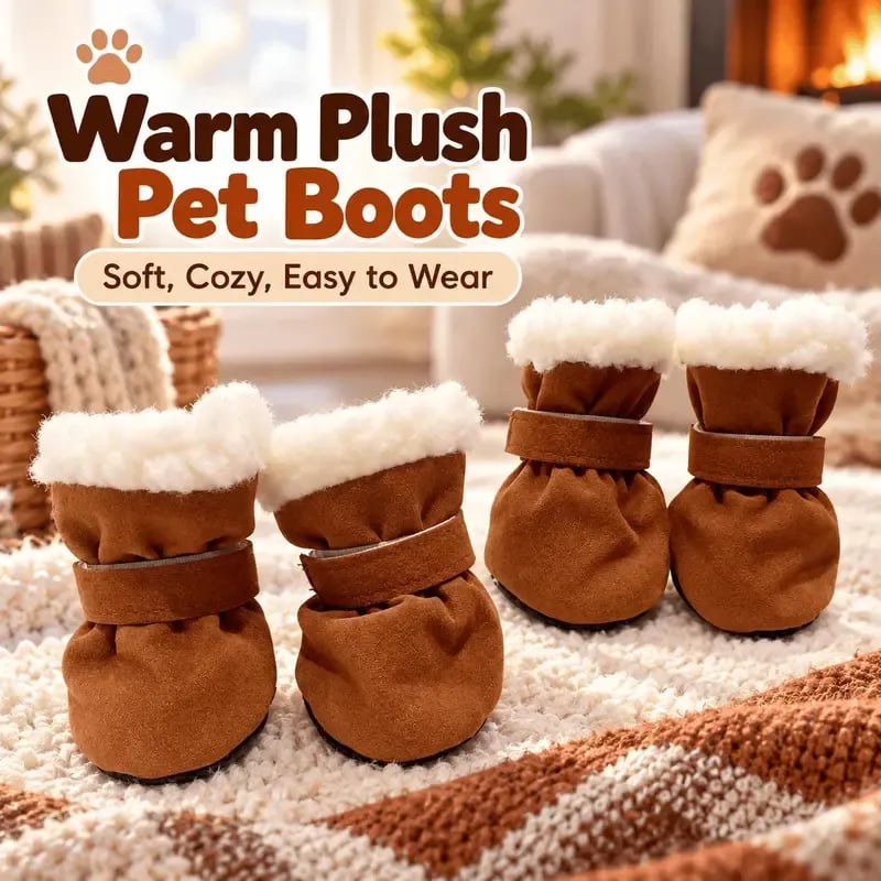 🐾Soft Velvet Puppy Booties, Warm Non-Slip Paw Covers for Small Dogs