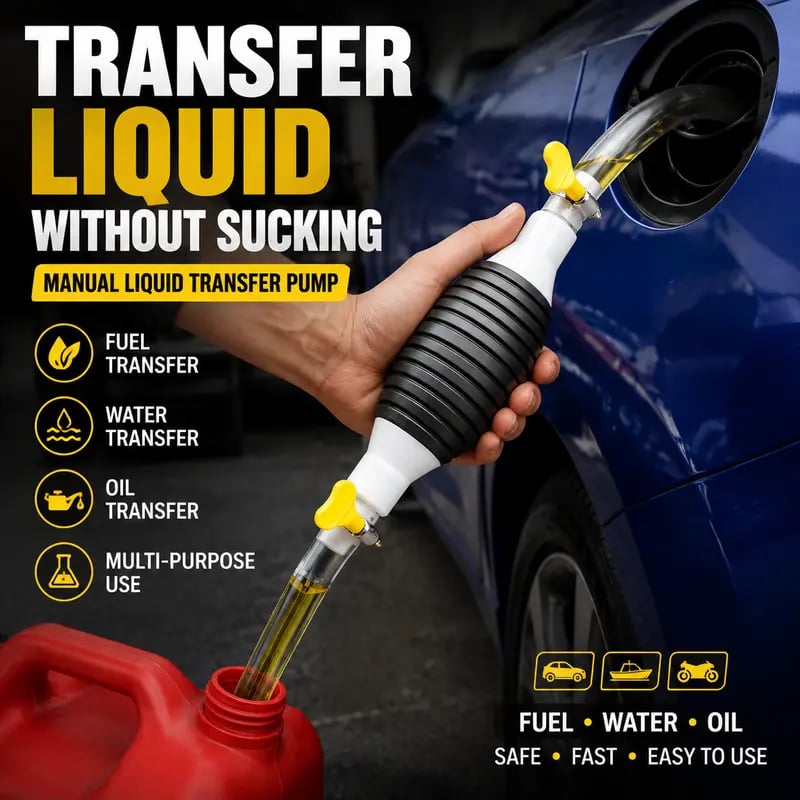 ⛽Manual Siphon Pump Kit with 1M Hose. Rubber Pump Bulb & 2 Hose Clamps. Liquid Transfer Pump for Fuel Water Oil. Car Boat Motorcycle