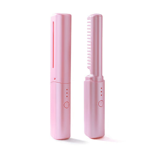 Mini Cordless Hair Straightener Brush – Ceramic Comb, USB Rechargeable, All Hair Types