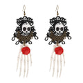 Halloween Lace Skeleton Hand Dangle Earrings