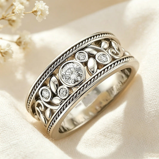 Openwork Floral CZ Ring