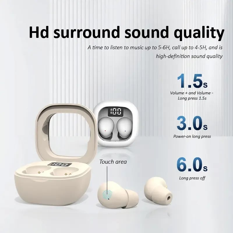 Hot Sale🌙 Ultra-Small Invisible Sleep Earbuds – 0.08oz Mini Noise Reduction Earphones with 25H Battery Life for Side Sleepers. Travel & Daily Use