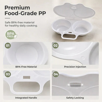 🥳2026 HOT SALE🥳💞50K+ SOLD! 🥗🎁 49% OFF! Microwave Egg Poacher——Dual‑cavity. non‑stick & easy clean. Healthier than frying – stock up & save! 🏠✅