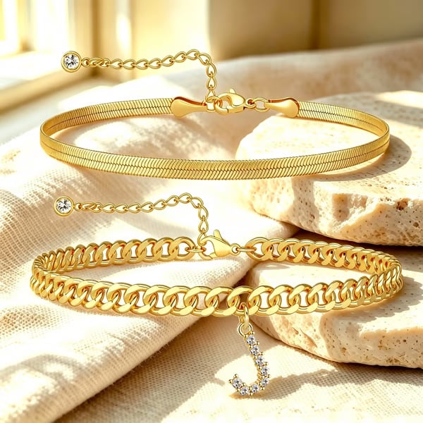 ✨ Gold Initial Anklet – 18K Gold Plated. Waterproof Adjustable Letter Pendant. Stackable Beach Jewelry