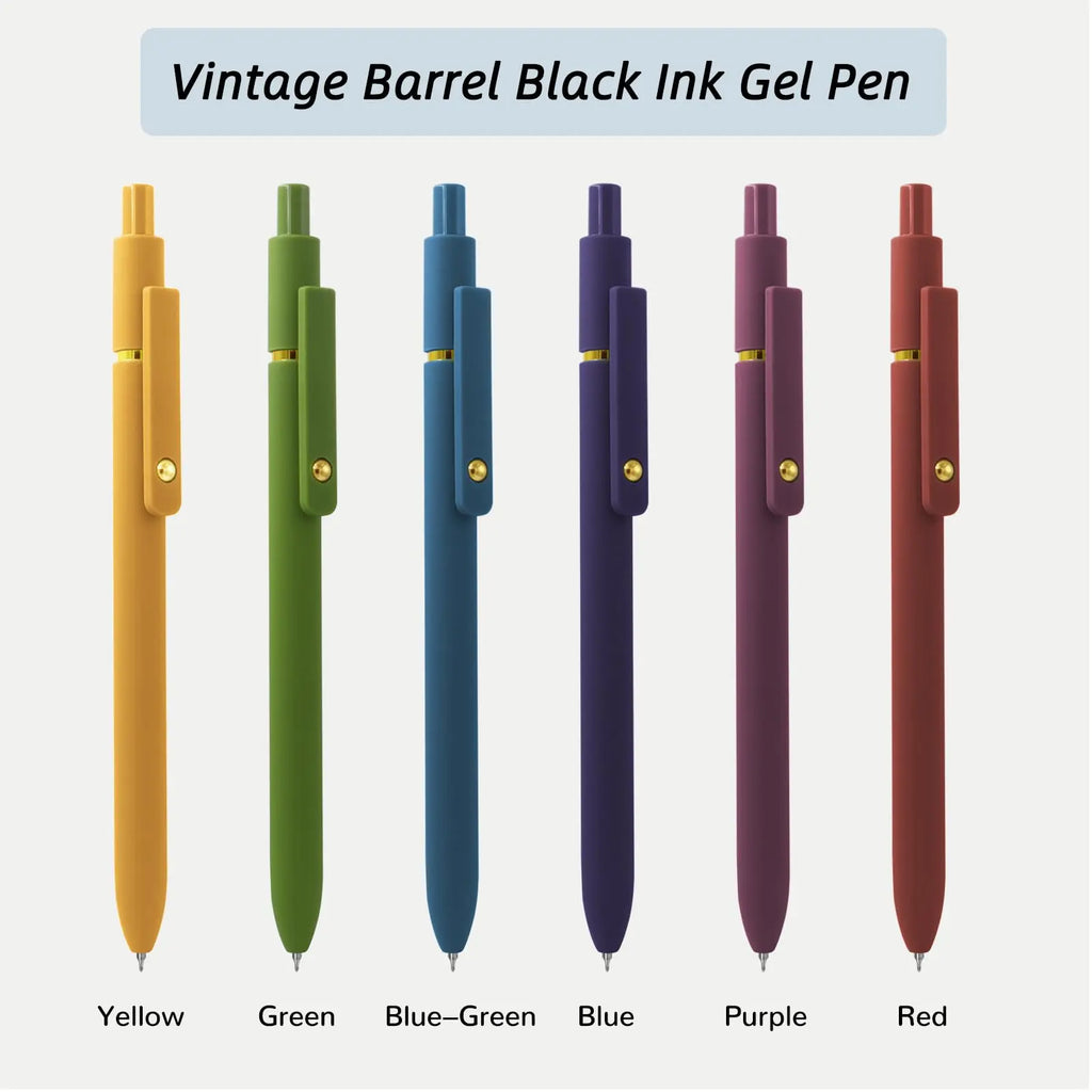 Gel Pens, 6 Pcs 0.5mm Fine Point Smooth Writing Pens Cute Pens, High-End Series Black Ink Pens for Journaling Note Taking, School Office Supplies for Women Men