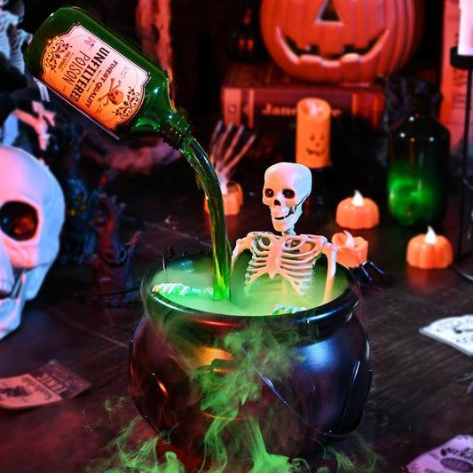 Cauldron Halloween Decor (With Magic Floating Potion Bottles & Diffuser)