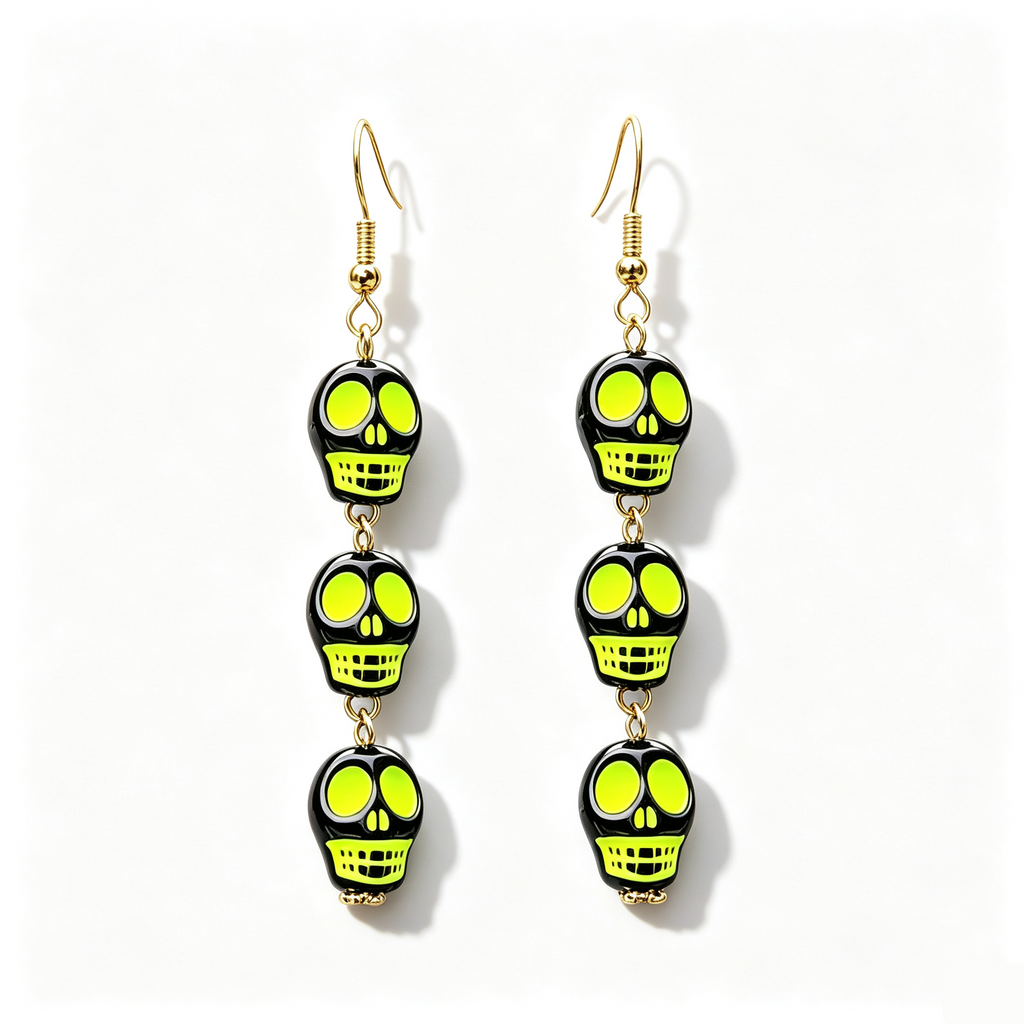 Colorful Skull Halloween Dangle Earrings