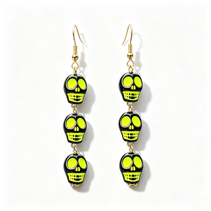 Colorful Skull Halloween Dangle Earrings
