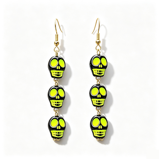 Colorful Skull Halloween Dangle Earrings
