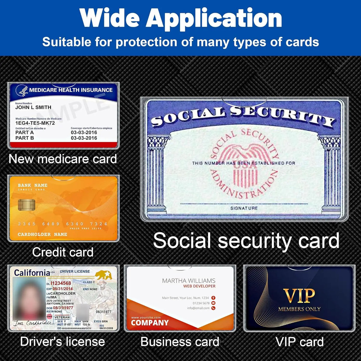 New Medicare Card Holder Protector Sleeves, Social Security Card Protector, 24 Mil Clear PVC Water Resistant Plastic Sleeves for New Medicare/Social Security/Business/ID/Credit Cards,CHRISTMAS GIFTS