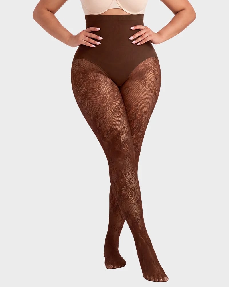 🔥Last Day 50% OFF - High-Waisted Floral Lace Shaping Tights