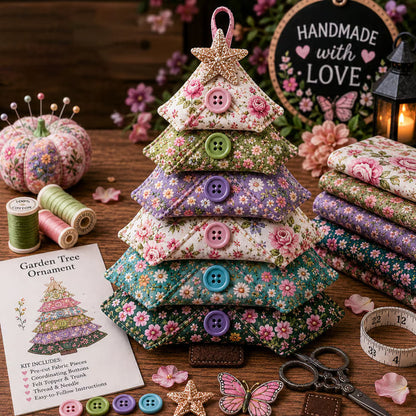 🎄 Layered Fabric Tree Ornament DIY Sewing Kit 🎁 Create A Cozy Handmade Fabric Tree Ornament ✨