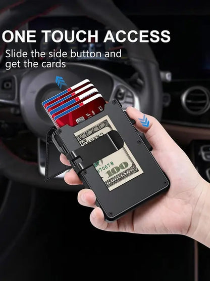 🔥 Last Day 49% OFF -🔥 Slim Wallet for Men with Pop-Up Aluminum Case. RFID Blocking & Money Clip | Minimalist Leather Bifold Card Holder