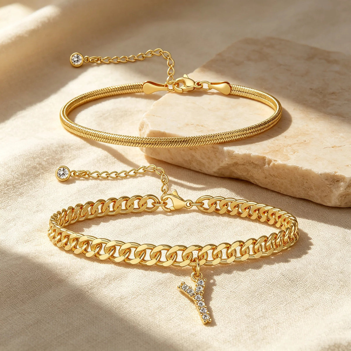 ✨ Gold Initial Anklet – 18K Gold Plated. Waterproof Adjustable Letter Pendant. Stackable Beach Jewelry