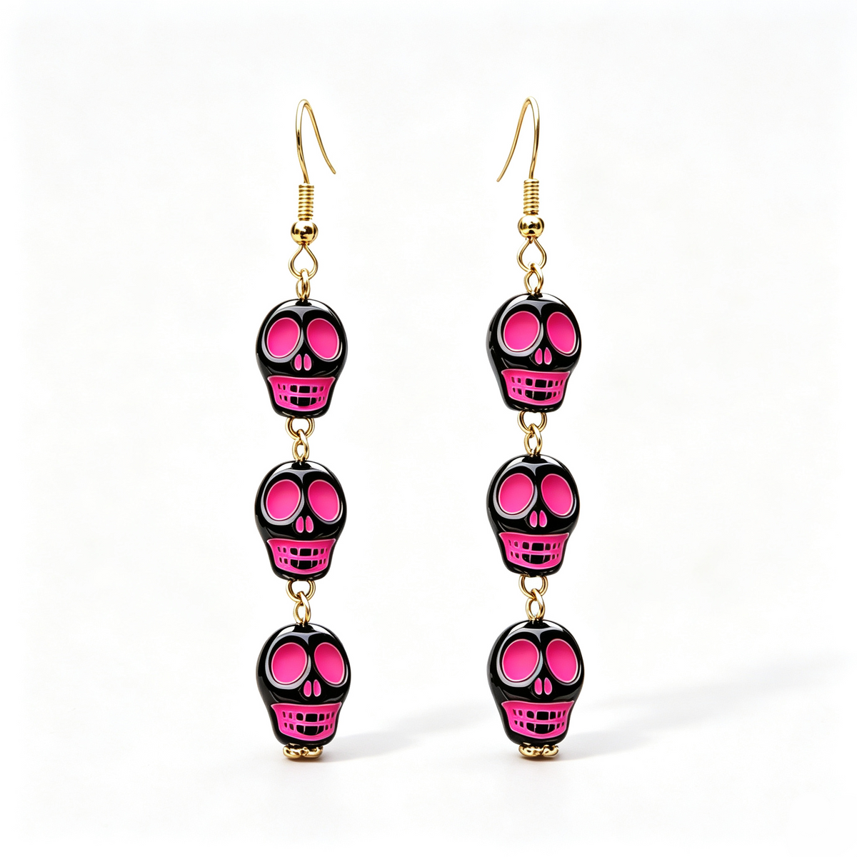 Colorful Skull Halloween Dangle Earrings