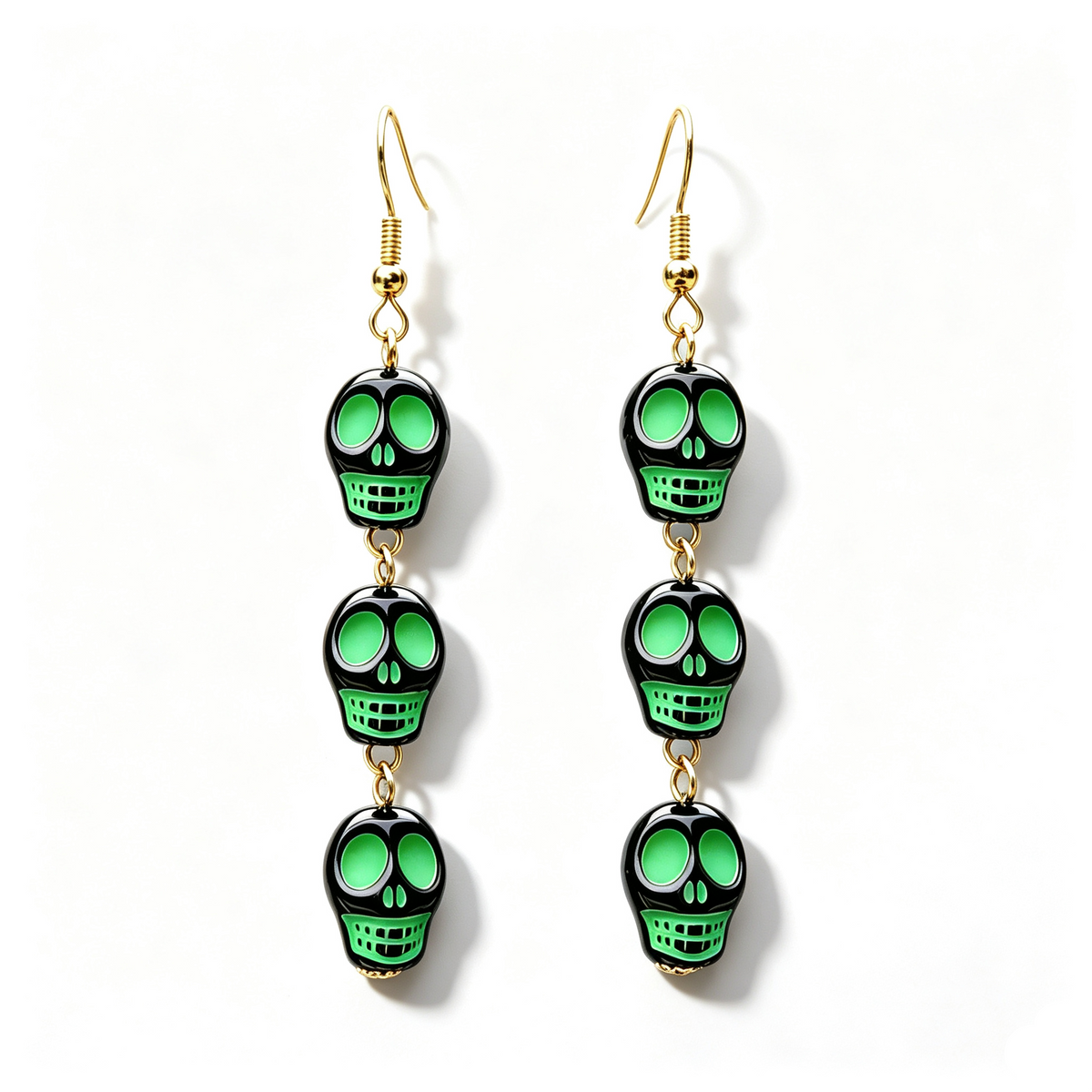 Colorful Skull Halloween Dangle Earrings